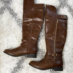 Brown over the knee flat Shoe Dazzle boots. Size 9. Worn once.